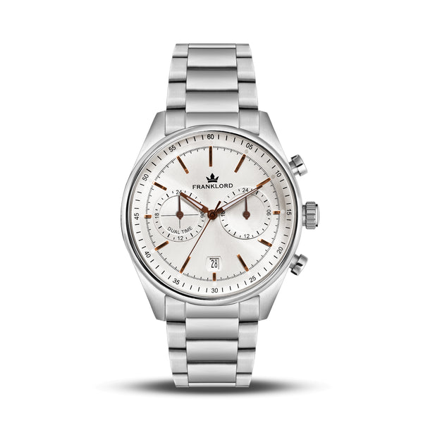 Franklord Meridian Arctic Silver | Limited Edition Dual-Time Chronograph Watch