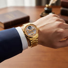 Franklord Navigator Imperial - Gold Dual Time Automatic Skeleton Watch For Men