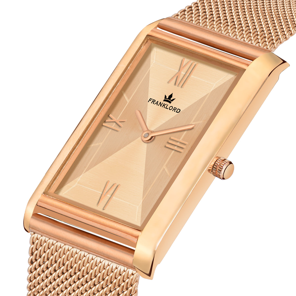 Franklord The Indian Tank – Champagne Luxe | Rose Gold Rectangular Slim Watch for Men