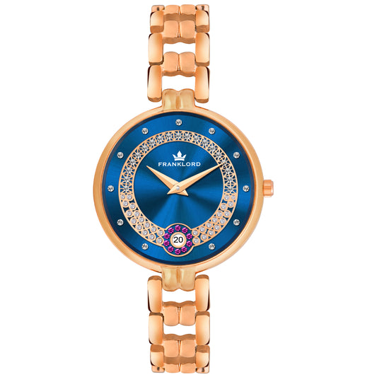 QUEEN'S NECKLACE-Rose Gold- Feminine Elegance Jewel Watch Necklace For Womens F-112 RL