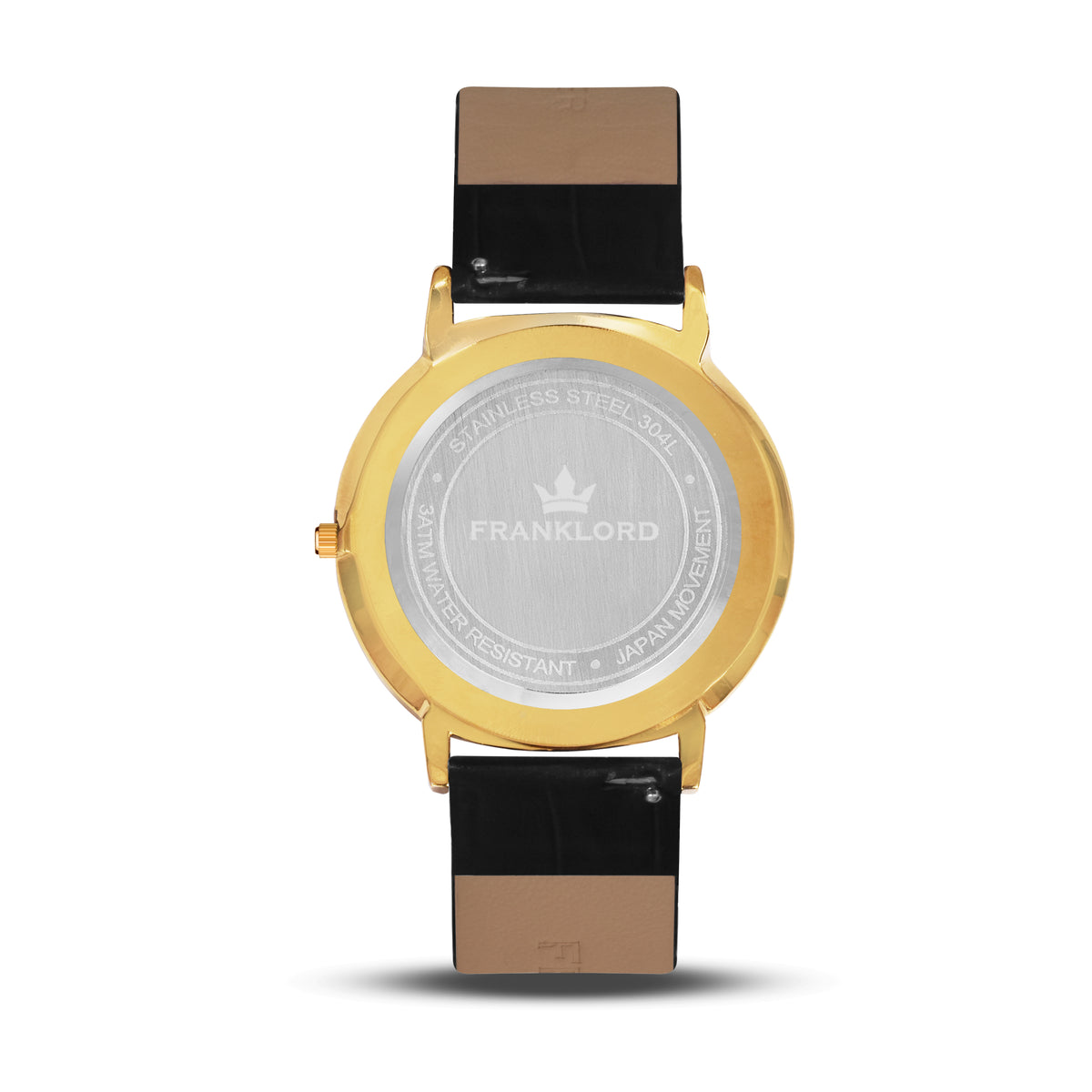 Franklord Classique Emerald - Leather Strap | Slim Green Dial Gold Watch for Men