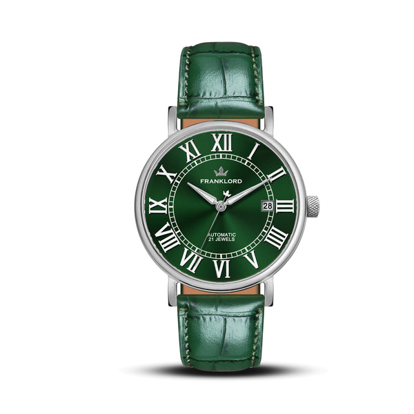 Franklord Eternal Roman Automatic – Emerald Steel Edition | Miyota 8215 Luxury 21-Jewel Dress Watch