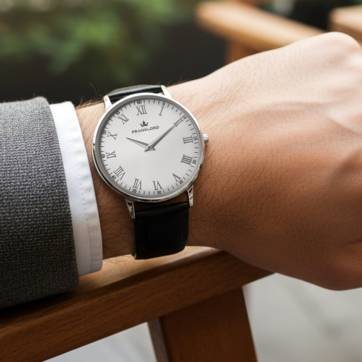 Franklord Classique Sterling - Leather Strap | Classic Silver Watch for Men