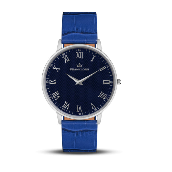 Franklord Classique Royal - Leather Strap | Slim Elegant Blue Dial Watch for Men