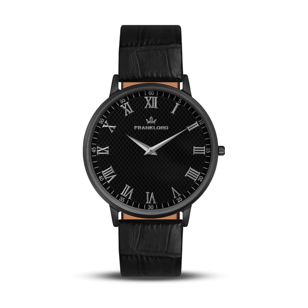 Franklord Classique Eclipse - Black Leather | All Black Men's Slim Watch