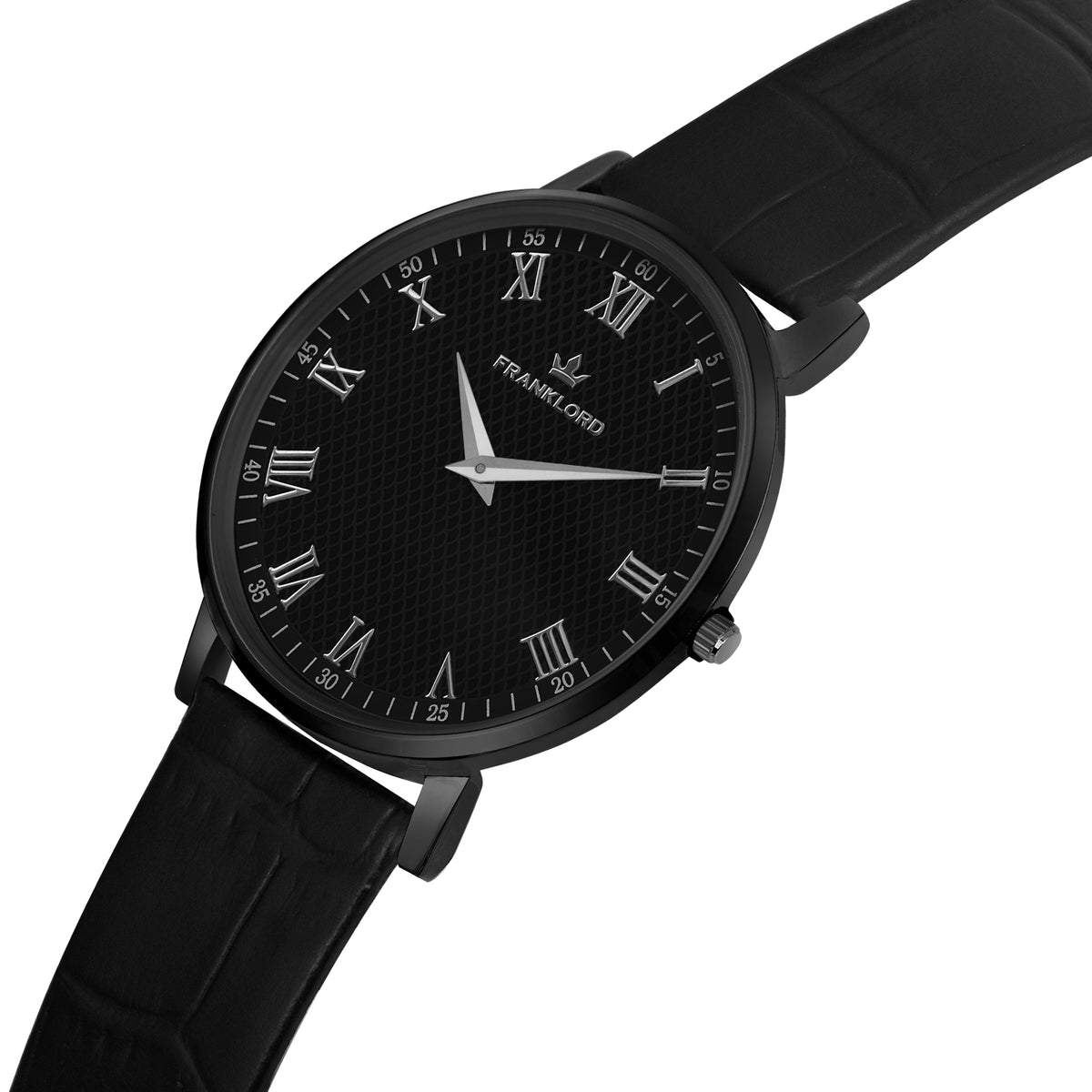Franklord Classique Eclipse - Black Leather | All Black Men's Slim Watch