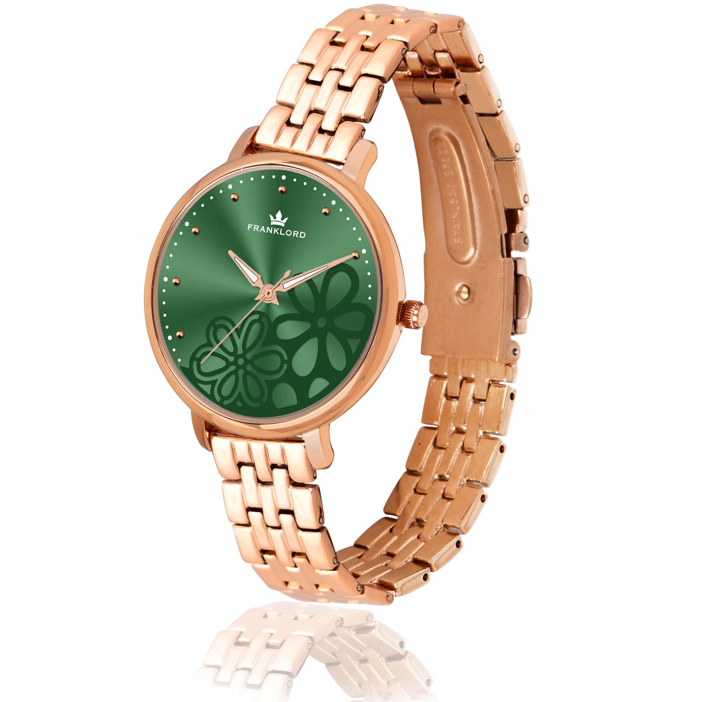 THE FLORA -Green Dial & Rose Gold Strap -Timeless Elegance Watch For Women F-133 GNRL