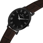Franklord Classique Eclipse - Brown Leather | All Black Men's Slim Watch