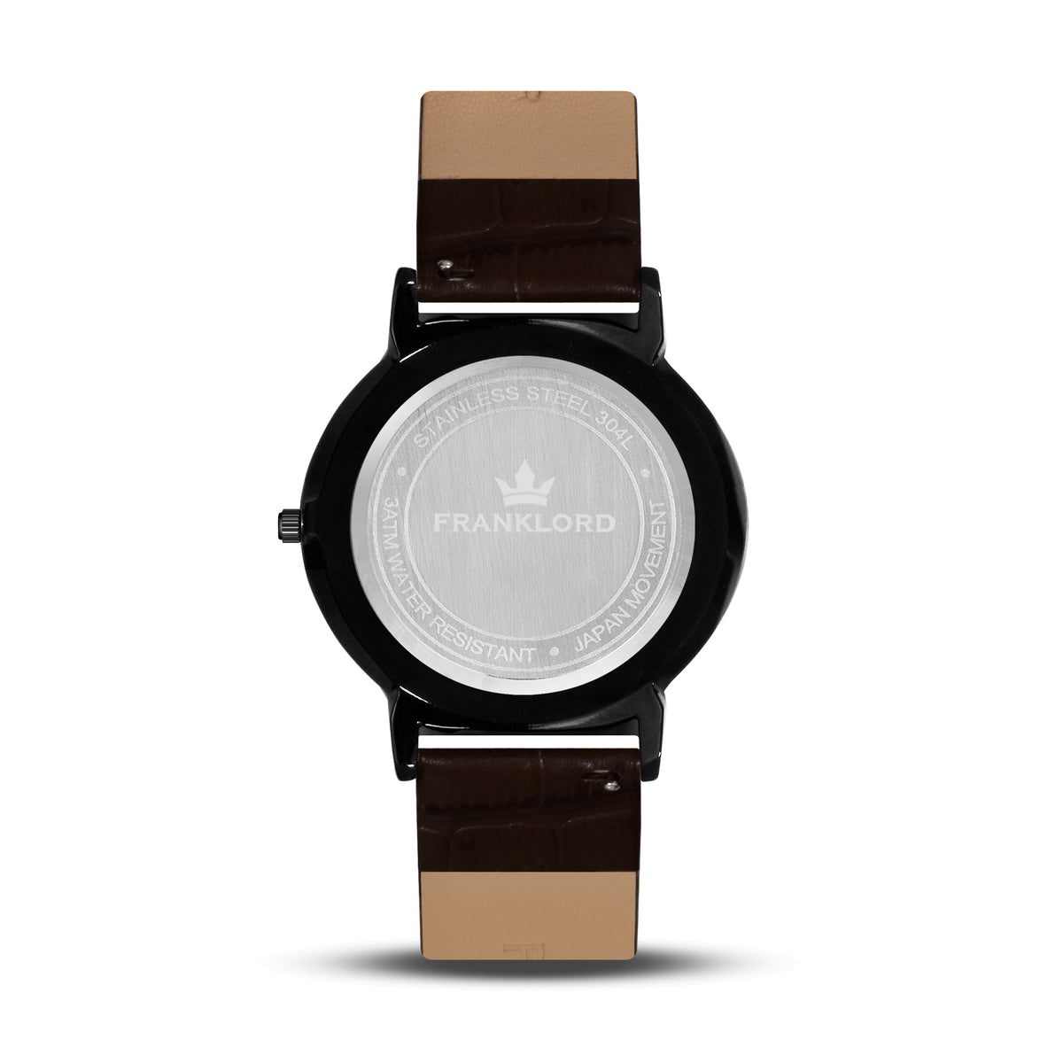 Franklord Classique Eclipse - Brown Leather | All Black Men's Slim Watch