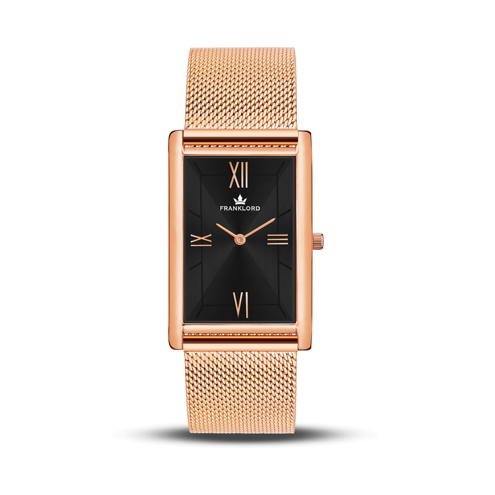 Franklord The Indian Tank – Rose Luxe | Slim Rose Gold Rectangular Watch for Men