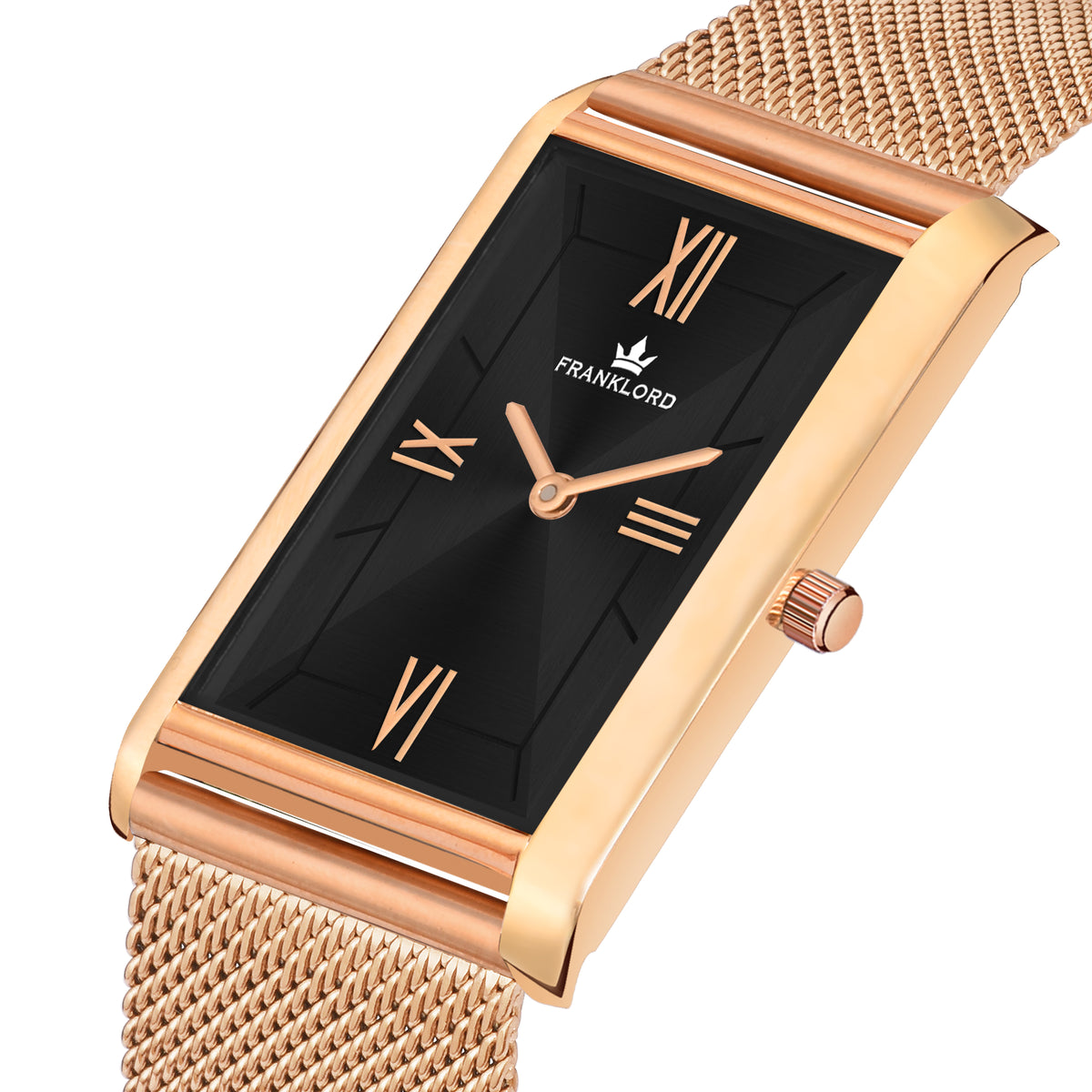 Franklord The Indian Tank – Rose Luxe | Slim Rose Gold Rectangular Watch for Men