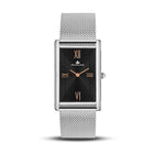Franklord The Indian Tank - Carbon Luxe | Black Dial Silver Rectangular Slim Watch for Men