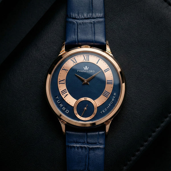 Franklord Split Turbo – Royal Blaze | Dual-Tone Rose Gold Roman Dial Watch