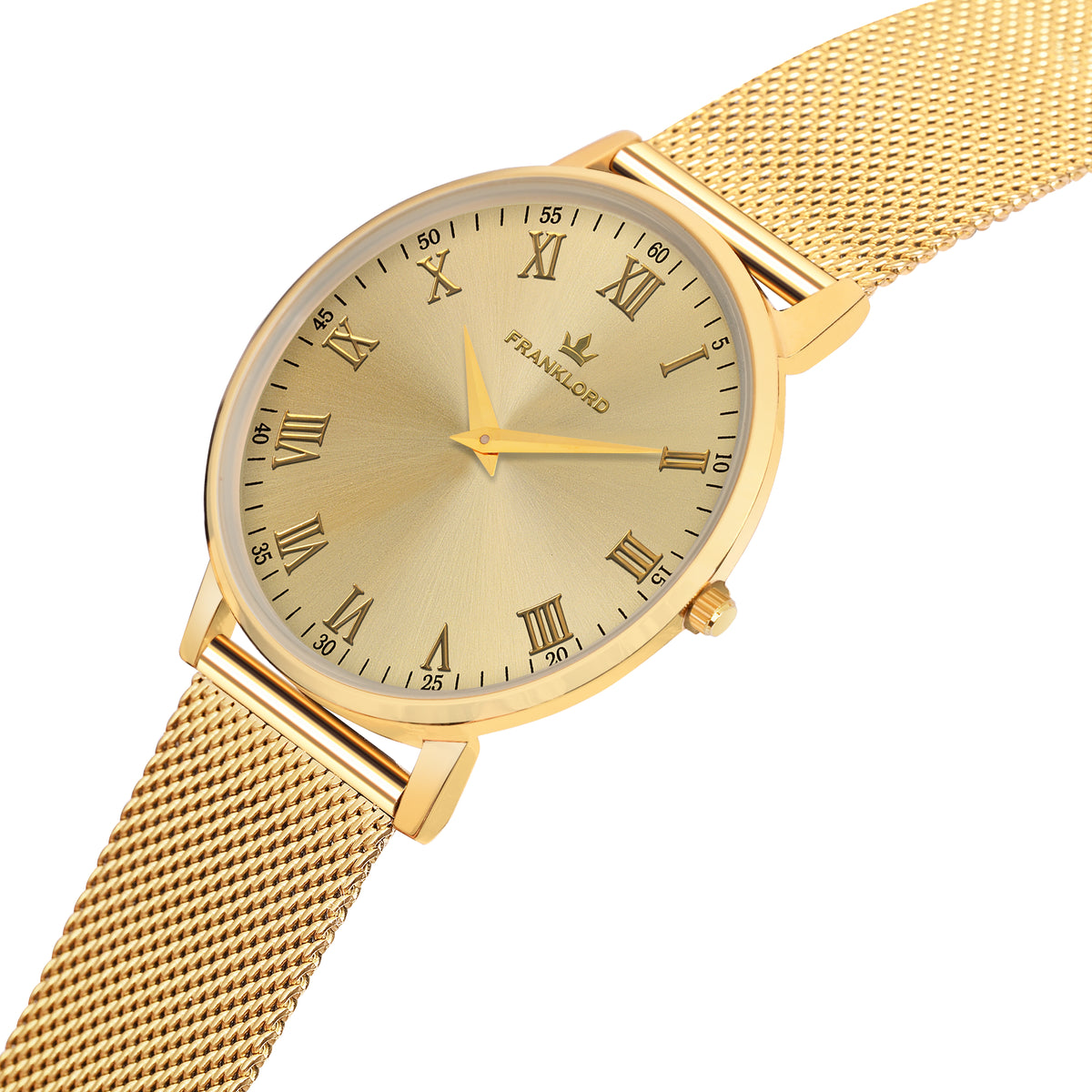 Franklord Classique Gold -Milanese Bracelet | All Gold Slim Watch for Men