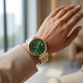 Franklord Ladies Maha Vastu Watch | Green in Gold Two Tone (Harmony Edition)
