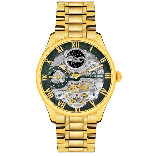 ALEXANDER - Gold- Imperial Legacy Self Winder Mechanical Series Analog Watch - For Men F-115 GGG 21