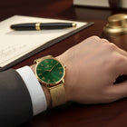 Franklord Classique Emerald - Milanese Bracelet | Slim Green Dial Gold Watch for Men