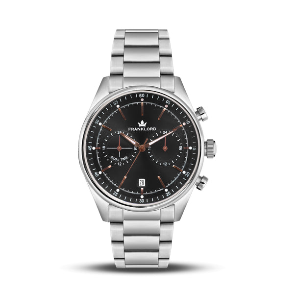 Franklord Meridian Onyx Black | Limited Edition Dual-Time Chronograph Watch