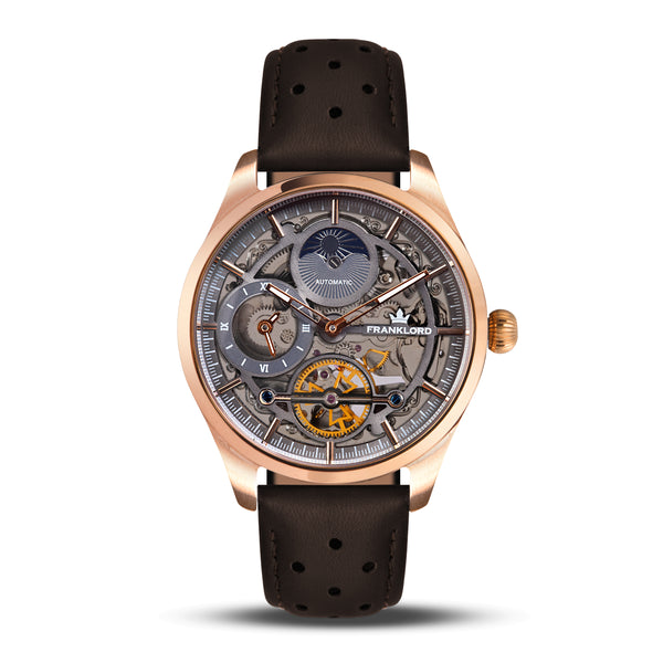 Franklord Navigator Dusk - Dual Time Automatic Skeleton Watch For Men