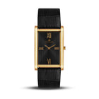 Franklord The Indian Tank – Royal Black Heritage | Slim Black Leather Strap Gold Rectangular Watch for Men