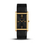 Franklord The Indian Tank – Royal Black Heritage | Slim Black Leather Strap Gold Rectangular Watch for Men