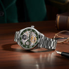 Franklord Navigator Emerald - Steel Dual Time Automatic Skeleton Watch For Men