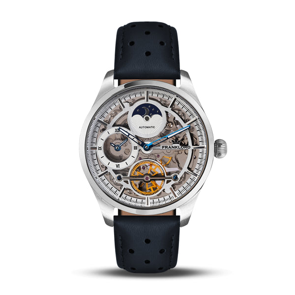 Franklord Navigator Azure - Dual Time Automatic Skeleton Watch For Men