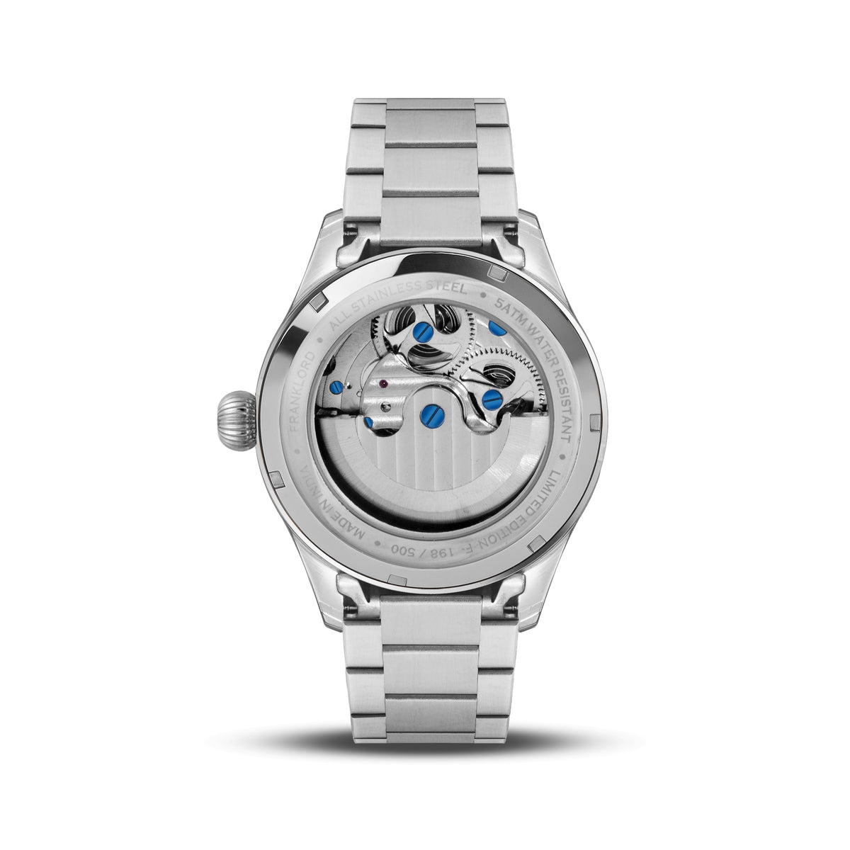Franklord Navigator Sterling - Steel Dual Time Automatic Skeleton Watch For Men