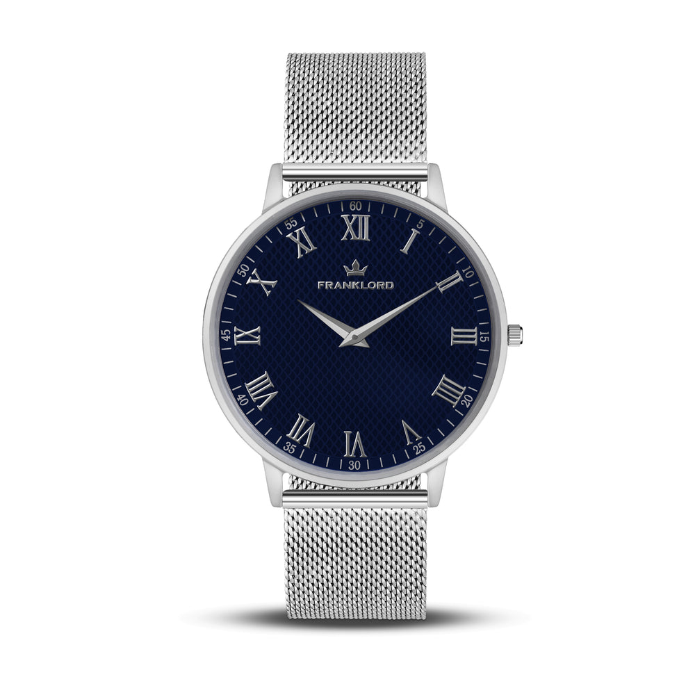 Franklord Classique Royal - Milanese Bracelet | Slim Elegant Blue Dial Watch for Men