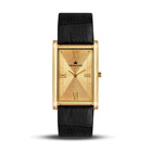 Franklord The Indian Tank – Royal Gold Heritage | Slim Black Leather Strap Gold Rectangular Watch for Men
