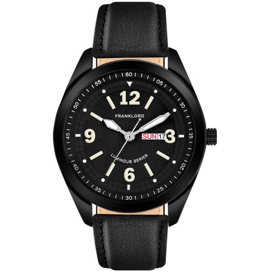 NIGHT GLOW-Black -Signature Series Lether Link Watch For  MEN F- 110 BLK