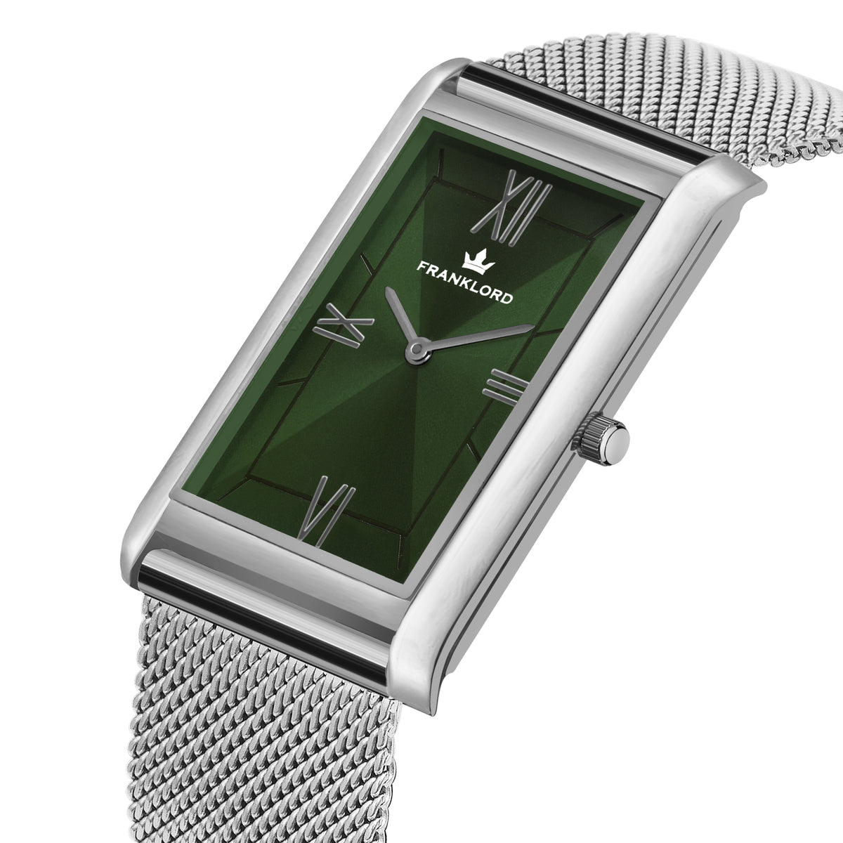 Franklord The Indian Tank – Emerald Steel | Luxury Rectangular Green Dial Watch