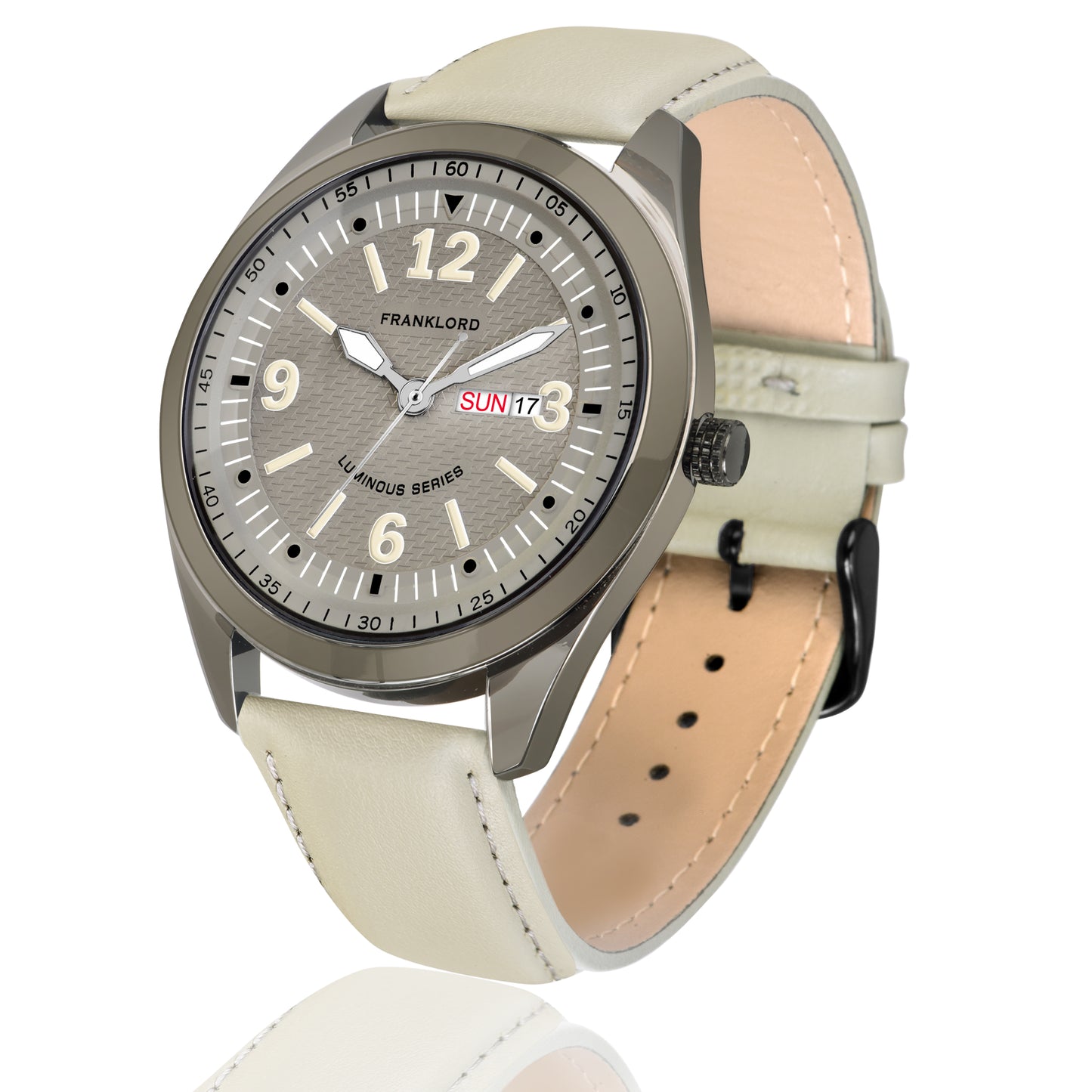 NIGHT GLOW -Grey- Signature Series Leather Link Watch For MEN F-110 GRG