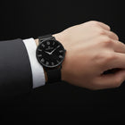 Franklord Classique Eclipse - Milanese Bracelet | All Black Men's Slim Watch