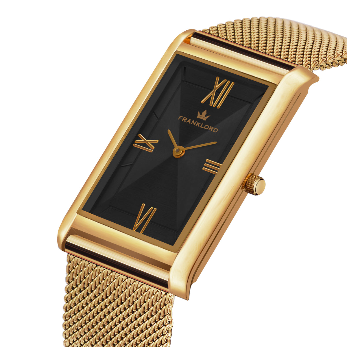 Franklord The Indian Tank – Midnight Gold | Slim Rectangular Black & Gold Luxury Watch