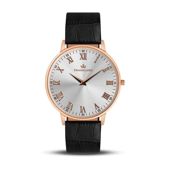 Franklord Classique Rose - Leather Strap | Slim Men's Rose Gold Watch