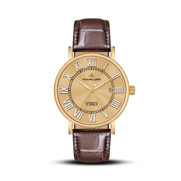 Franklord Eternal Roman Automatic – Champagne Gold Edition | Miyota 8215 Luxury 21-Jewel Dress Watch