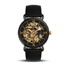 Franklord Mechanis – Noir Obsidian | Black Skeleton Automatic Watch with Leather Strap