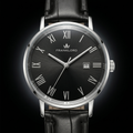 Franklord Prestige Onyx Leather Men's Watch – Black Sunburst Dial & Black Leather Strap