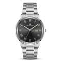 Franklord Prestige Onyx Steel Men's Watch – Black Sunburst Dial & Stainless Steel Bracelet