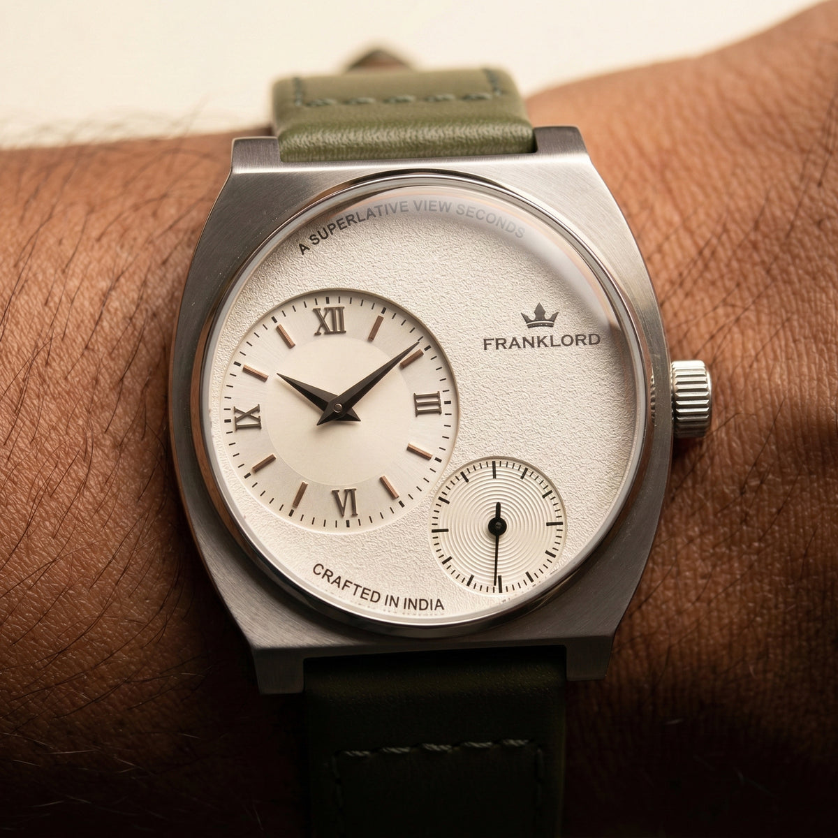 Franklord Eccentrica | Asymmetric Small Second Watch - The Ivory Sage