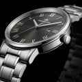 Franklord Prestige Onyx Steel Men's Watch – Black Sunburst Dial & Stainless Steel Bracelet
