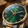 Franklord Mens Maha Vastu Watch - Emerald Green in Gold Two Tone
