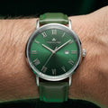 Franklord Prestige Emerald Leather Men's Watch – Green Sunburst Dial & Green Leather Strap