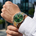 Franklord Mens Maha Vastu Watch - Emerald Green in Gold Two Tone