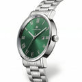 Franklord Prestige Emerald Steel Men's Watch – Green Sunburst Dial & Stainless Steel Bracelet