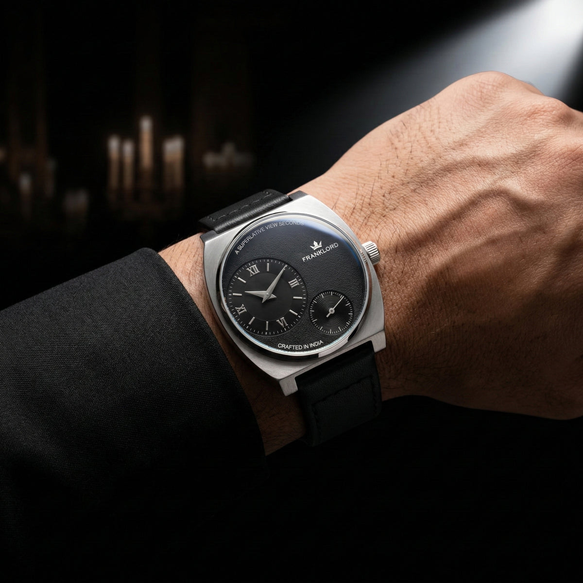 Franklord Eccentrica | Asymmetric Small Second Watch - The Midnight Onyx