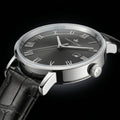 Franklord Prestige Onyx Leather Men's Watch – Black Sunburst Dial & Black Leather Strap
