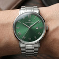 Franklord Prestige Emerald Steel Men's Watch – Green Sunburst Dial & Stainless Steel Bracelet