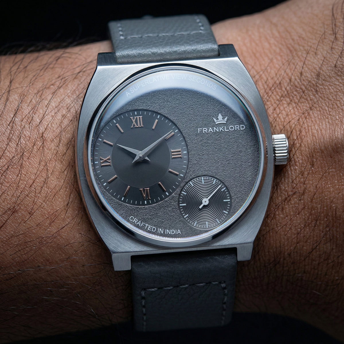 Franklord Eccentrica | Asymmetric Small Second Watch - The Graphite Stealth